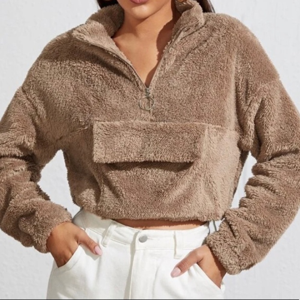 Soft cropped pullover sweater